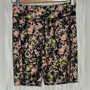 Volcom Women's Pink and Yellow Patterned Bike Shorts size small